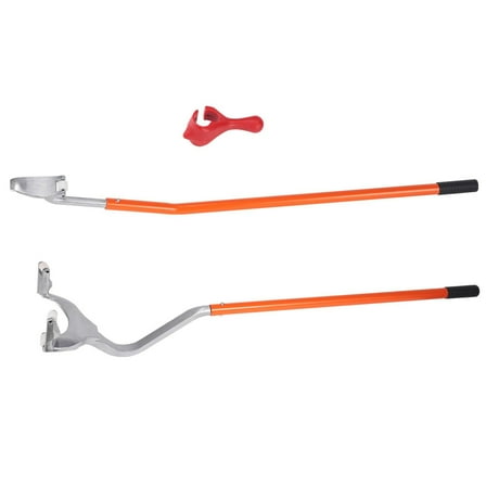 Heavy-Duty Truck Tire Changer, 22.5"-24.5" Manual Mount/Demount Tool with Bead Breaker & Keeper, 3-PC Steel Kit, Orange