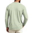 thumbnail image 4 of Dwelliawo Men's Long Sleeve Striped Shirts Crew Neck Spring Fall Casual T-Shirts Regular Fit Soft Basic Tops Light Green S, 4 of 4