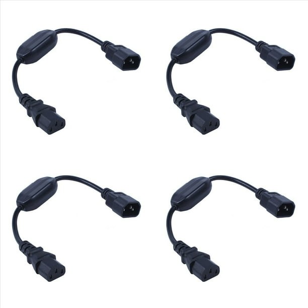 4X PDU UPs Especial Cable de AlimentacióN, IEC 320 C14 una C13 con Interruptor de Encendido / Apagado de 30 cm Negro