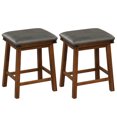 thumbnail image 1 of Costway 24" Dining Bar Stool Set of 2 Counter Height Padded Seat Wood Frame Kitchen Brown, 1 of 9