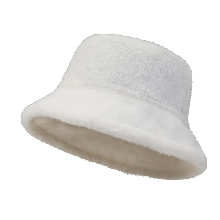 Winter Faux Fur Bucket Hat Fluffy Warm Hat for Women Men  display picture 2