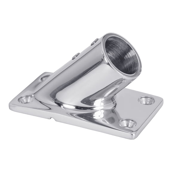 White Water 6851S Marine 316 Stainless Steel Rectangular Rail Base 45 Degrees, 7/8” Tube OD