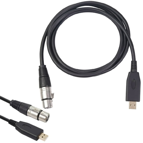 Walbest USB Microphone Cable USB Male to XLR Female Cable Connector Cord Adapter for Microphone or Recording USB Connector Black