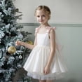 thumbnail image 4 of RUTAYY Girls Dress Solid Color Sleeveless Bow Shoulder Strap Satin Party Gown White Breathable Comfortable Classic Versatile Dresses, 4 of 4