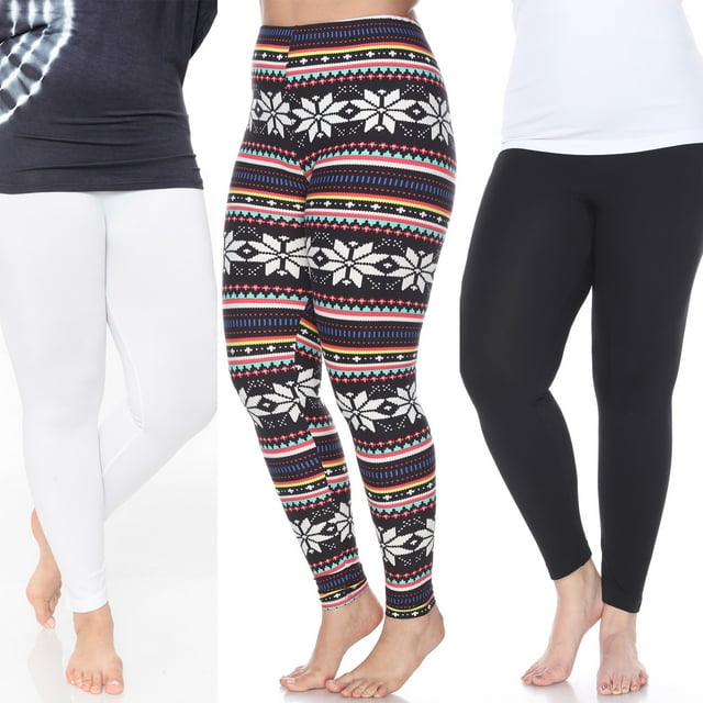 White Mark Women's 3-Pack Soft Stretchable Holiday Leggings