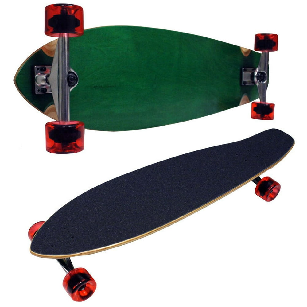 GREEN LONGBOARD COMPLETE KICK TAIL CRUISER 70mm Wheels