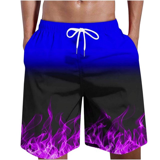 Full Print Fire Pattern Men's Swim Trunks 3D Flame Printed Quick Dry Shorts For Men Beach Surf Board Shorts Swimwear
