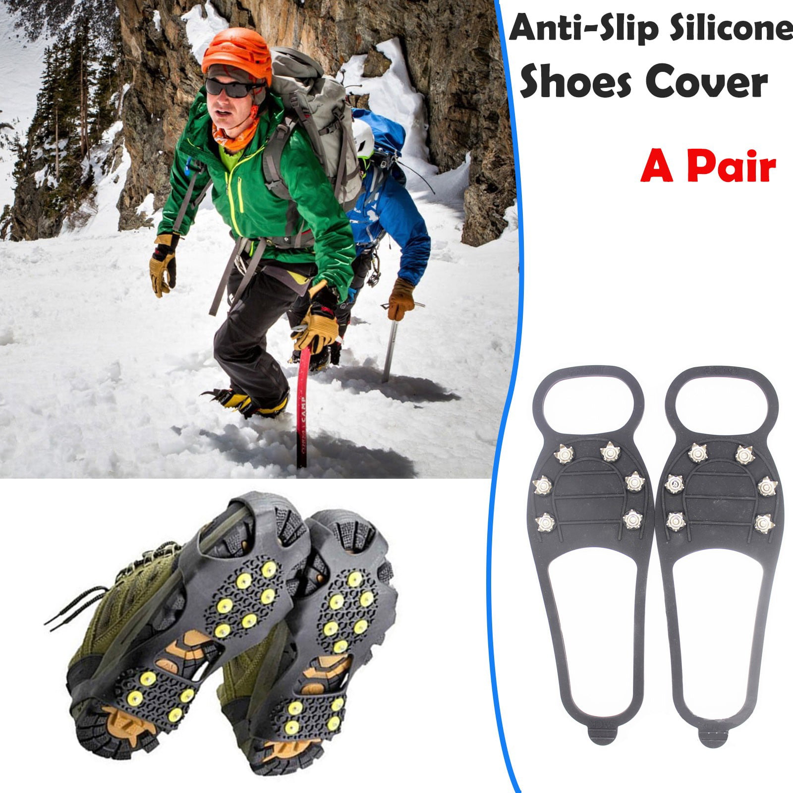 Silicone 5stud Shoes Crampons with Anti Slip Spikes for Ice Snow Sports  Tool 