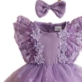 thumbnail image 3 of Wxirdiow Dresses for Baby Girls Baby Girl Tulle Romper Dress Infant Sleeveless Ruffle Bodysuit Tutu Skirt Toddler Summer Clothes with Headband Purple Size,6-9 Months, 3 of 4