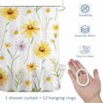 thumbnail image 4 of Yellow Daisy Flowers Leaf Shower Curtain for Bathroom, Simple Style Watercolor Nature Waterproof Cloth Fabric Bathroom Accessories Set with 12 Rust Proof Plastic Hooks, 72"x96", 4 of 9
