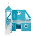 thumbnail image 4 of Harper & Bright Designs Low Loft Bed Twin Size with Slide and Storage Stairs, Wood Loft Bed with Tent & Tower for Boys & Girls, Blue, 4 of 17
