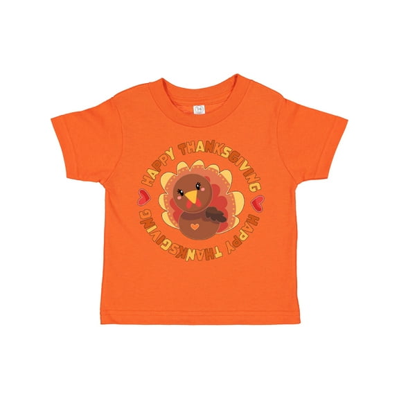 Inktastic Happy Thanksgiving with Cute Turkey Boys or Girls Toddler T-Shirt