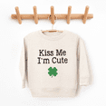 thumbnail image 2 of Bump and Beyond Designs St. Patrick's Day Shirt for Girls and Boys, Glitter Shamrock Kiss Me I'm Cute Sweatshirt (Natural 2T), 2 of 4