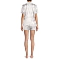 thumbnail image 4 of Sealy Sleepwear Women's Satin Notch Collar Sleep Top and Shorts Pajama Set with Pillowcase, 3-Piece, 4 of 6