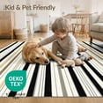 thumbnail image 4 of ODIKA Farmhouse Striped Boho Pinstripe Border Door Cream Banded Ticking Non-Slip Low Profile for Guest Room, Lounge, Apartment, 4 of 7