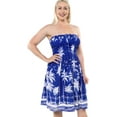 thumbnail image 4 of HAPPY BAY Women's Summer Boho Beach Backless Smocked Mini Swing Dress Tube Top Strapless Dresses for Women One Size Cobalt, Palm Tree, 4 of 5