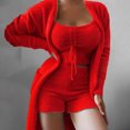 thumbnail image 4 of Women's Fuzzy Fleece 3 Piece Outfits Pajamas Soft Cardigan Coat Jacket and Crop Tank Top Shorts Set Loungewear, 4 of 4