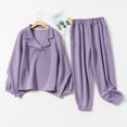 thumbnail image 5 of Women's Fleece Pajamas Comfy Solid Color Winter Warm Long Sleeve Tops and Pants 2 Piece Set Sleepwear Sweatsuit, 5 of 5