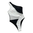thumbnail image 7 of Up to 65% off !Npasoilc One Piece Swimsuit for Women Hollow Out Mesh See-Through Sequins Patchwork Bikini With Chest Pad One-Shoulder Solid Color Slim- Bathing Suit, 7 of 7