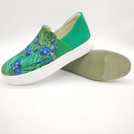 

Fashion Flower Pattern Flat Sneakers Low Top Slip On Rubber Shoes Women‘s Footwear