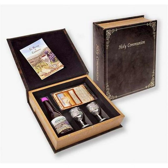 Holy Land Gifts 92201 Communion-Set-Grape Juice, Matzah Bread & 2 Silver Cups In Box