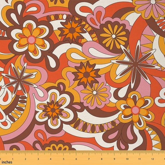 Castle Fairy Bohemian Paisley Fabric by the Yard 1 Yard,Chic Flower Home Decor Fabric by the Yard,Exotic Style Room Decor Fabric by the Yard,Ultra Soft Abstract Home Decor