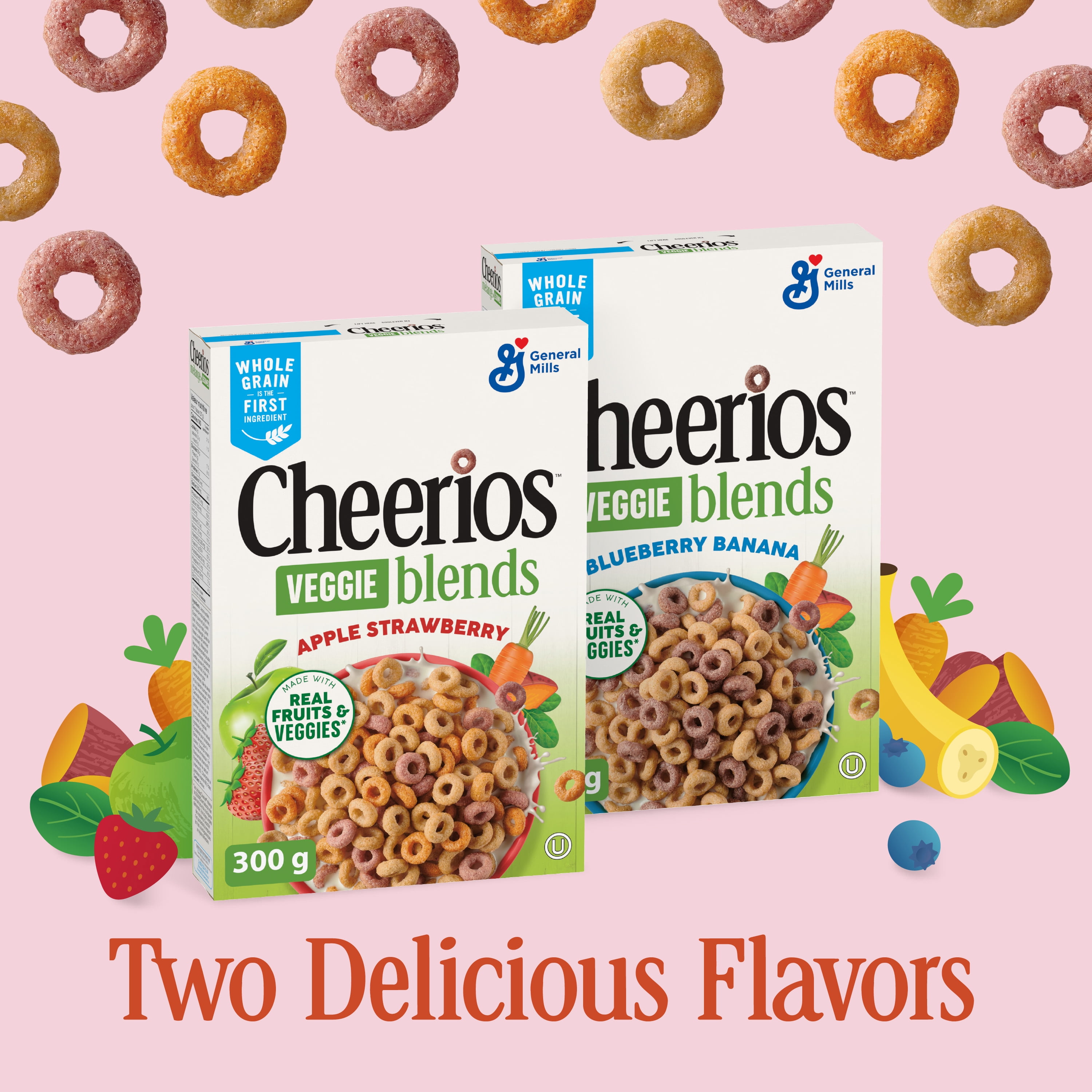 Cheerios Veggie Blends Apple Strawberry, Whole Grains, 300g, 300 g