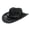 Black, variant on HEVIRGO Cowboy Hat Classic Vintage Hollow Out Unisex Curled Edge Wide Brim Men Sun Hat Fishing Hat