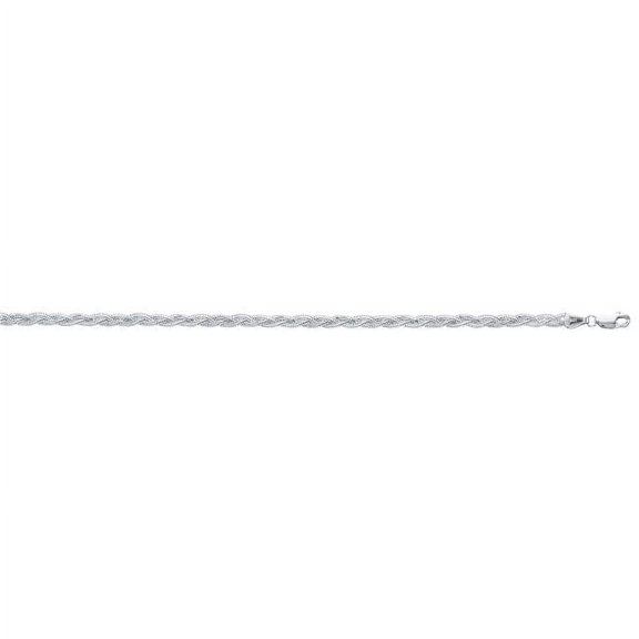 Royal Chain WBRFOX-10 10 in. 14K White Gold Diamond Cut Textured Braided Fox Chain with Lobster Clasp