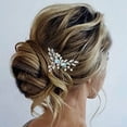 thumbnail image 3 of Crystal Bridal Hair Comb Silver Opal Rhinestone Bride Wedding Side Comb Hair Piece Pearl Hair Clip Hair Accessories for Women and Girls, 3 of 4