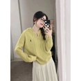 thumbnail image 1 of ¡Ambiente de otoño e invierno! Diseño de bordado ~ Chaqueta tipo suéter con capucha y cremallera informal holgada de estilo perezoso de estilo coreano para mujer, 1 of 5