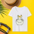 thumbnail image 1 of Camiseta de mujer Camisetas básicas Tops de manga corta Dibujos animados Cómodo Elegante Impreso Streetwear Tops de cuello redondo para caminar XL Yinane Manga corta para mujer, 1 of 8