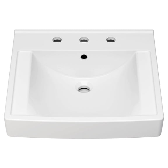 Decorum White Vitreous China Wall-Hung Vessel Sink with 8 in. Widespread Faucet Holes