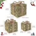 thumbnail image 2 of BENESKY Christmas Lighted Gift Boxes Set of 3, Pre-Lit Gift Present Boxes with Ribbons and Bows, Light Up Xmas Ornaments for Indoor Outdoor Christmas Tree, Home, Lawn, Yard, Gold, 2 of 6