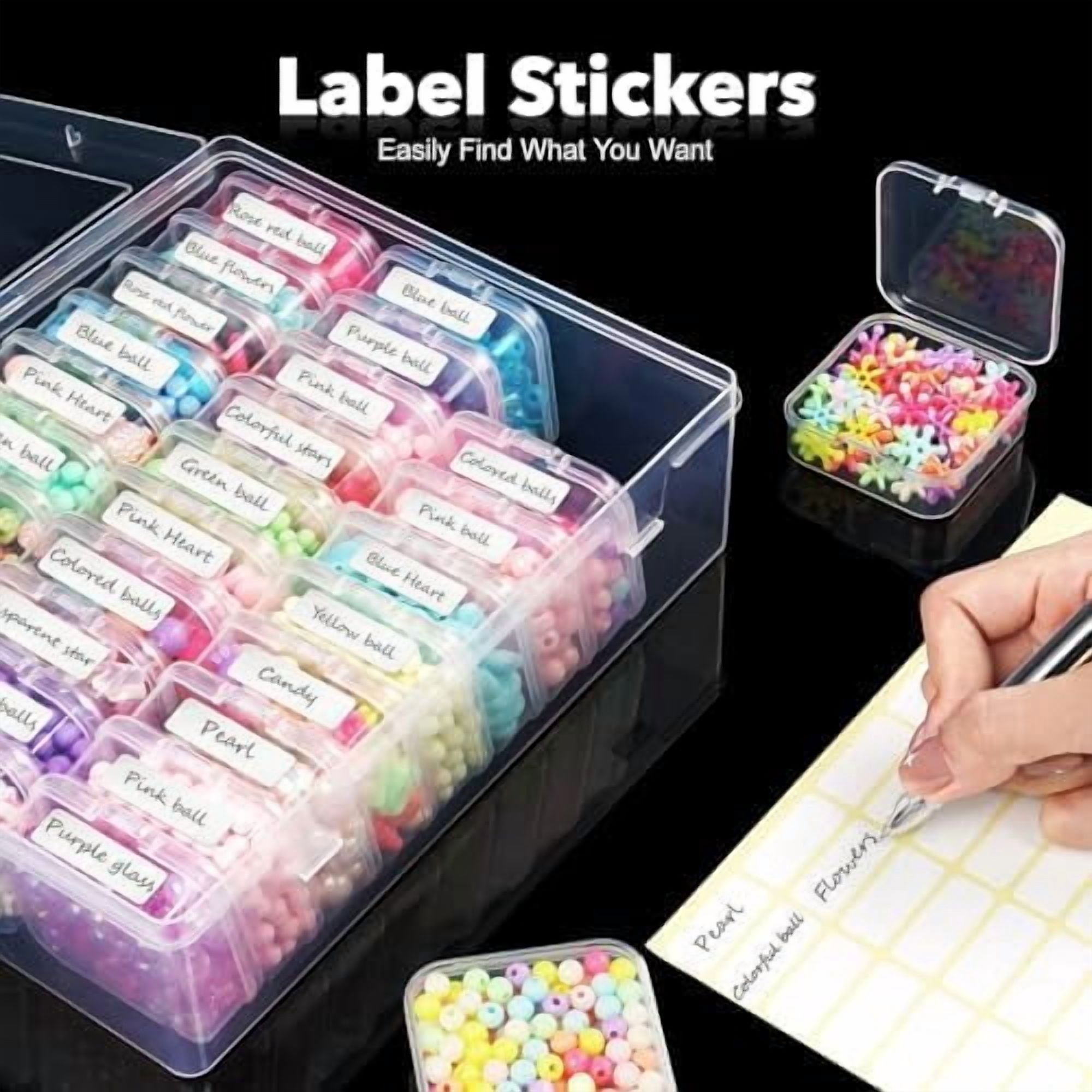 Bead Organizer Box, 93Pcs Small Bead Storage Containers Plastic Cases with Hinged Lid, Rectangle Clear Diamond Painting Storage Containers for Jewelry, DIY Crafts, Bracelet, Seeds, Nail