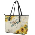 thumbnail image 3 of ZUXONGSY Sunflower Dragonfly Print Handbag for Women Practicality Top Handle Tote Bag PU Leather Laptop Tote Bag with Handle for Shopping Work, 3 of 6