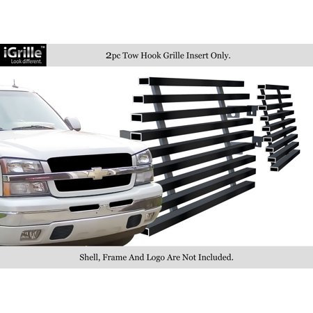 Chevy Silverado Tow Hook - For 2003-2006 Chevy Silverado 1500/2500 Stainless Black Tow Hook Billet Grille #C85303J