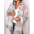 thumbnail image 2 of HSHDLDF Womens Casual Plaid Shacket Button Down Long Sleeve Shirt, 2 of 5