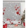 thumbnail image 5 of Christmas Shower Curtain Xmas Ball Snowflake Snow Shower Curtains for Bathroom Decor Grey Christmas Decoration Bath Curtains Sets with Hooks Waterproof, 36x72 in, 5 of 6