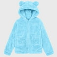 thumbnail image 5 of AHTJRT Girls Sherpa Lined Jackets Hooded Zip-Up Jacket with Cute Fuzzy Ears Hat Pockets Fall Winter Warm Fleece Outerwear Blue 10-11 Years, 5 of 8