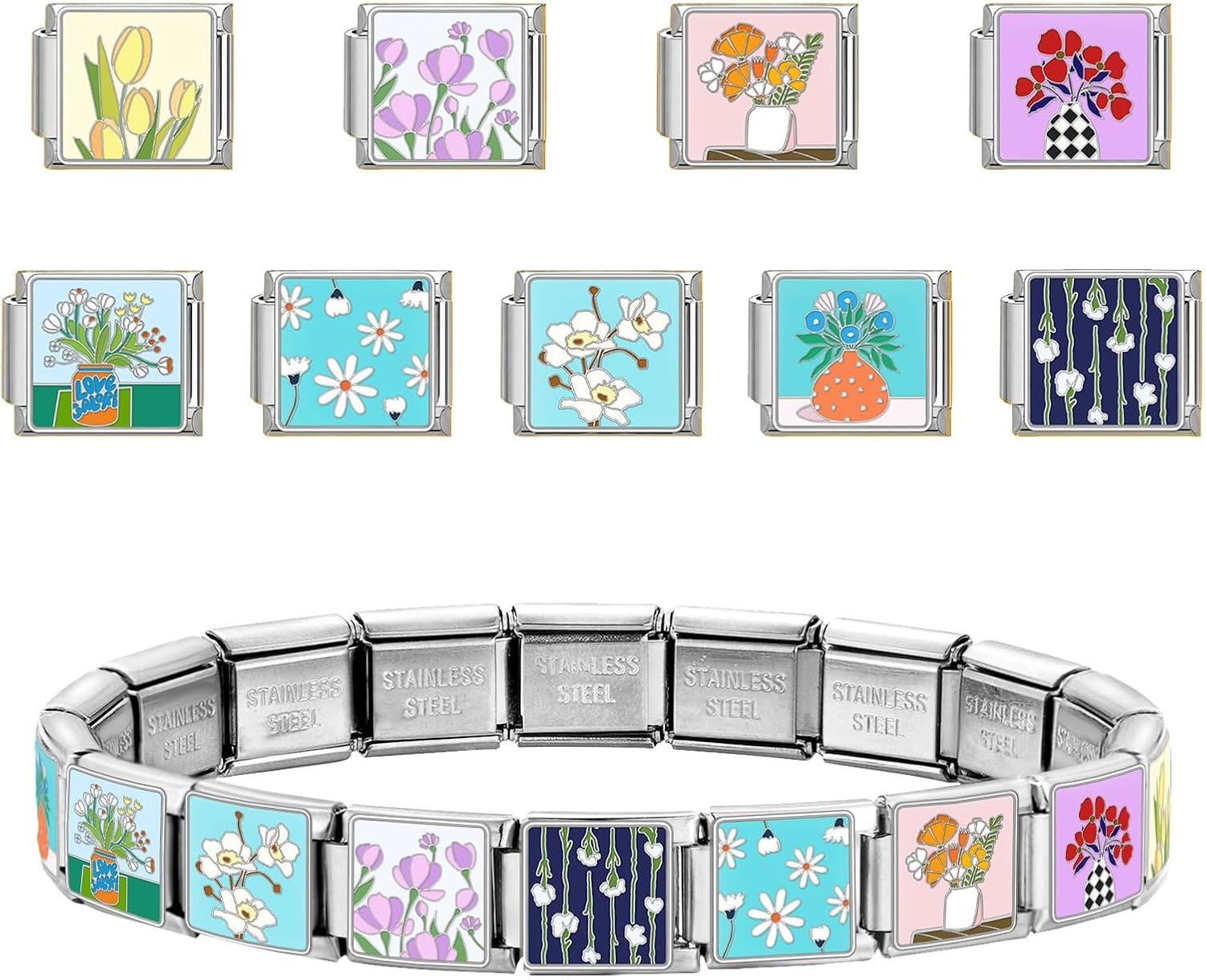 shiyou-Italian Charms Bracelet Sets with 1Pcs Starter Brascelet
