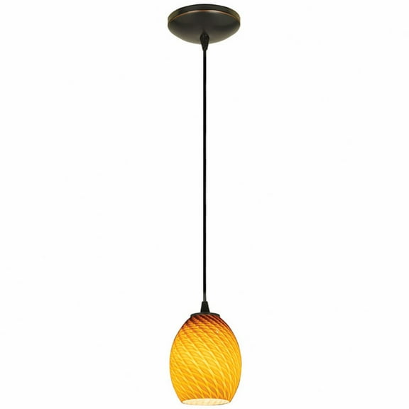28023-1C-ORB/AMBFB Access Lighting Brandy FireBird-One Light Glass Pendant with Cord-6 Inches Wide by 9 Inches Tall-Oil Rubbed Bronze Finish-Amber