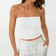 thumbnail image 4 of Women's Sexy Tube Top Sleeveless Crop Camisole, Summer Bodycon Vest for Festive Events or Night Out,White XL, 4 of 5