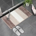 thumbnail image 3 of Striped Bathroom Rug Gradient Bath Mat Non-Slip Door Mats Soft Shaggy Thick Bath Rugs Absorbent machine washable Floor Mats for Bath Room, Toilet, Bedroom, Kitchen，18''x 26''，Brown, 3 of 7