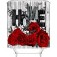 thumbnail image 3 of Red Rose 4 Pcs Shower Curtain Sets Non-Slip Rugs Bath Mat Toilet Cover U Shaped Mat Black Red Shower Curtain with 12 Hooks Red Rose Valentine's Day Bathroom Set, 3 of 7