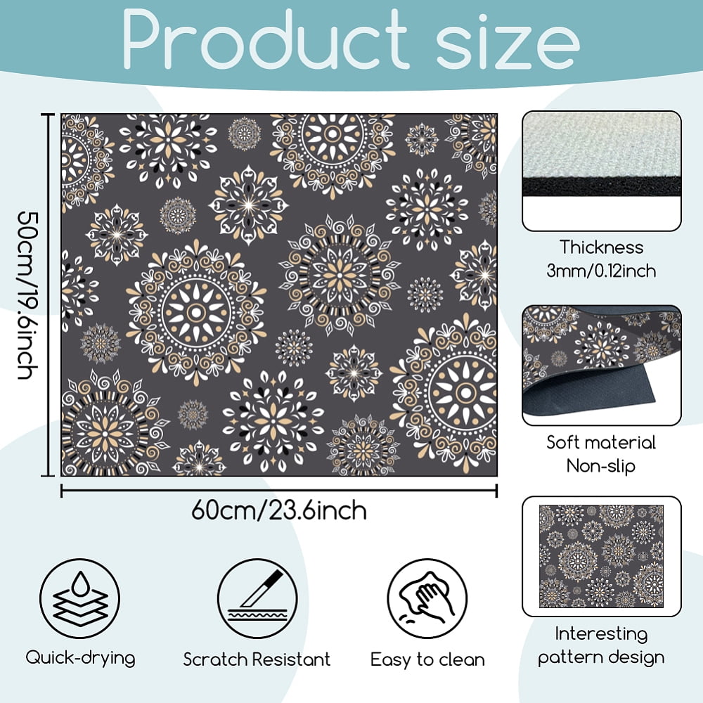 Mandala Pattern Washer Dryer Dust Cover 23.6×19.69inch Gray Washing Machine Top Protector Pads Non Slip Washing Machine Top Covers diy