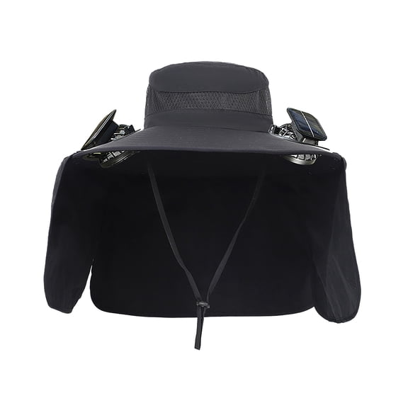 Outdoor Wide Brim Sun Hat with 2 Solar Fan - 2026 Sun Bucket Hat for Men Women, UPF 50 Bucket Fishing Beach Hat Fan Built in