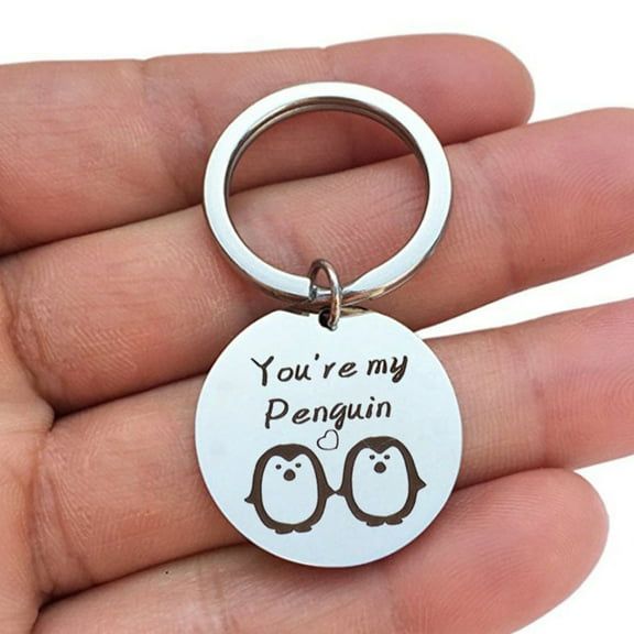 Naierhg Fashion Stainless Steel You Are My Penguin Key Ring Holder Keychain Couple Gift