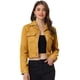 thumbnail image 1 of Chaqueta de motociclista recortada de gamuza sintética con muescas en el cuello, bolsillos, chaquetas de motociclista con botones Amarillo L, 1 of 6