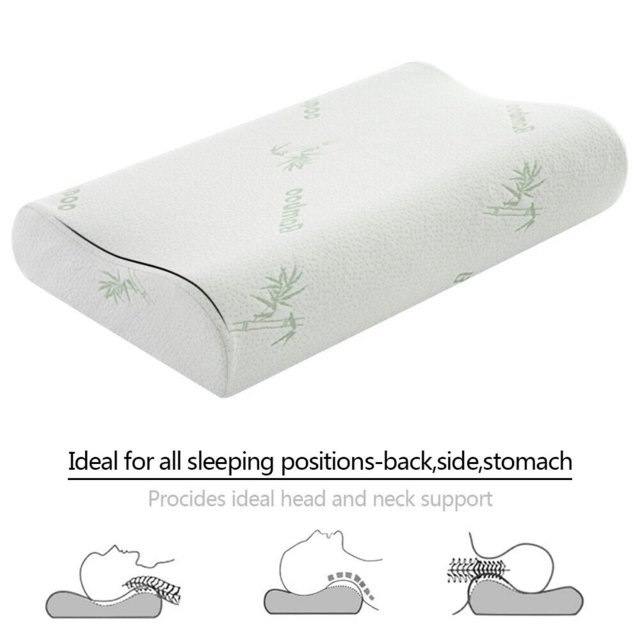 WSYW - Paquete de 1 almohada de espuma viscoelástica para dormir, contorneada, soporte para el cuello, ortopédica, suave, con funda